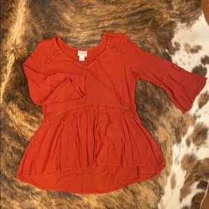 Burnt red boho top